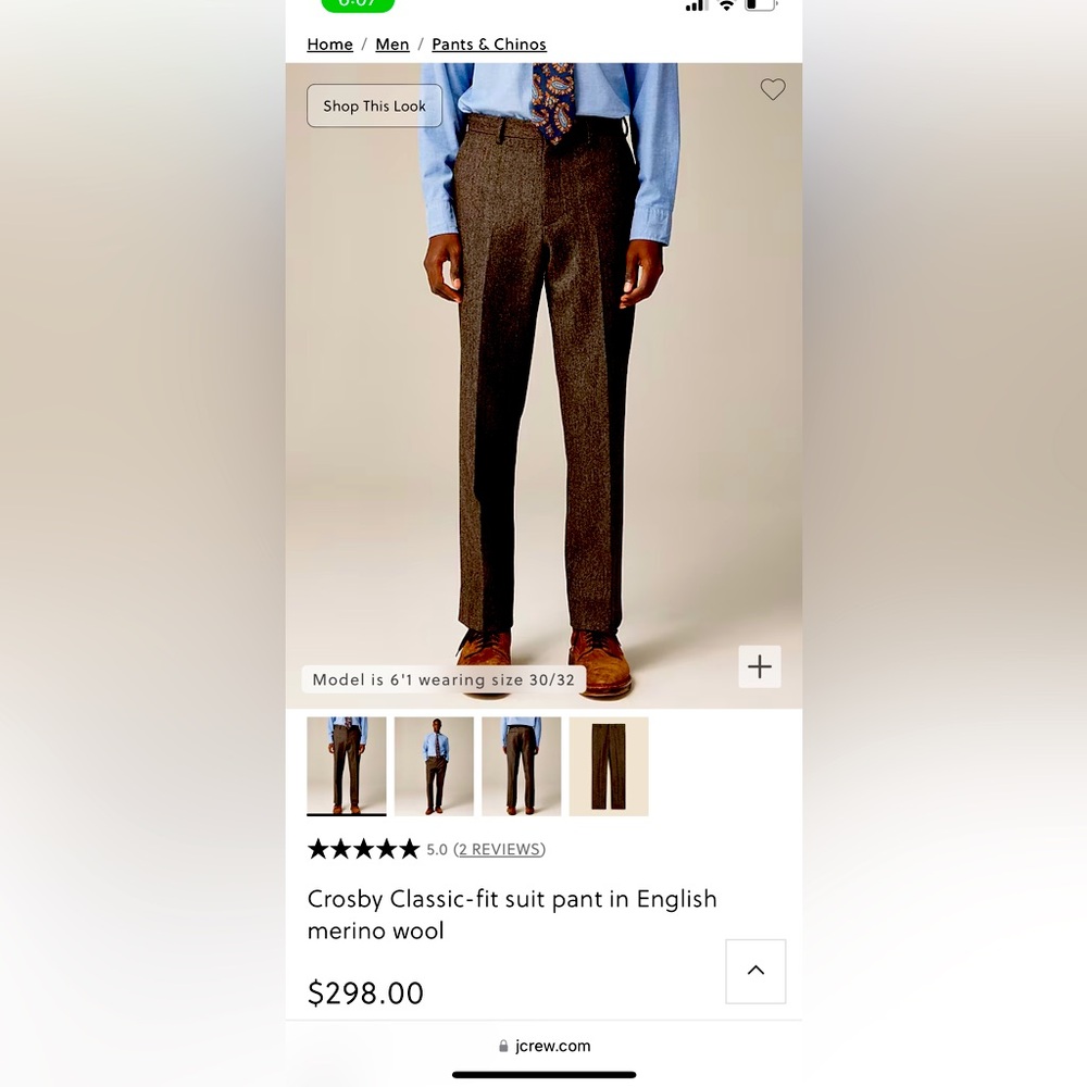 J Crew Crosby pant in English merino wool.